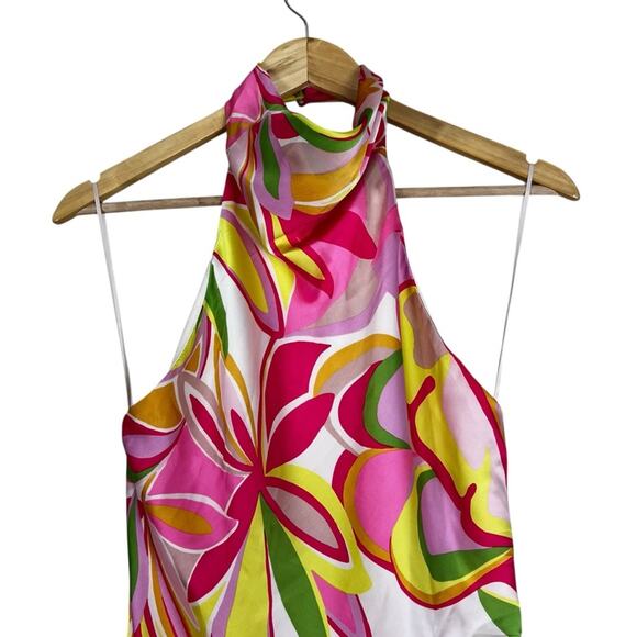 NWT Do+Be Mini Dress Womens L Pink Satin Halter Mock Neck Backless Asymmetric - Picture 4 of 6